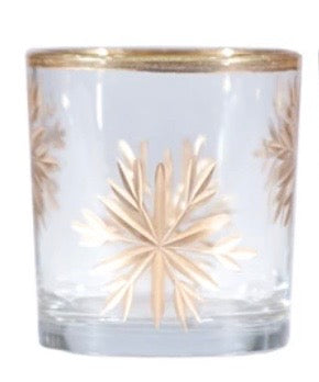 Gold Etched Glass Votive Holders