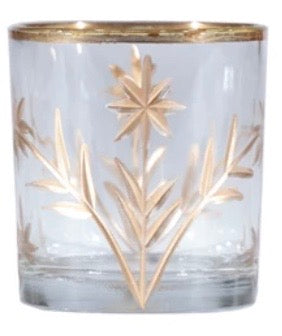 Gold Etched Glass Votive Holders