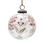 Etched Berry Glass Ball Ornaments