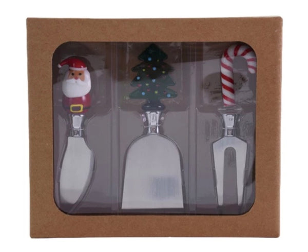 Christmas Icons Glass Cheese Knives Set