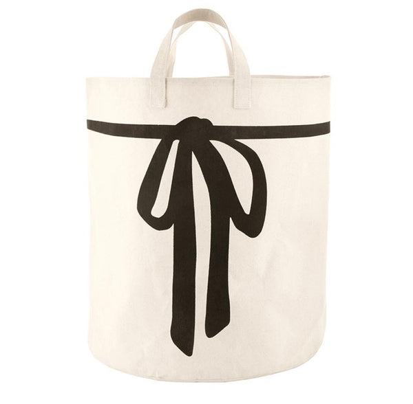 Black Bow Large Canvas Storage Tote