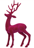 Dark Pink Flocked Standing Deer