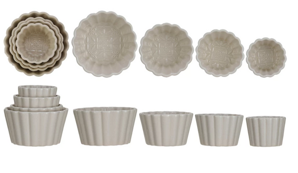 Stoneware Fluted Prep Bowls Set of 4