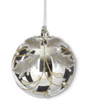 Silver Glass Holly Ornament w/ White Beads