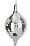 Silver Glass Holly Ornament w/ White Beads