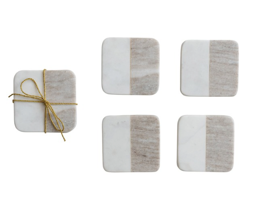 Square Marble Coasters S/4