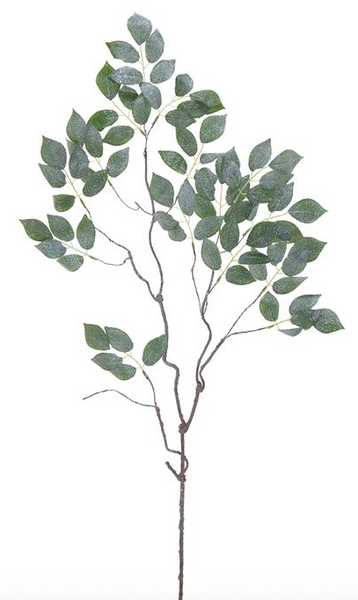 Glittered Mulberry Leaf Spray 36"