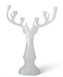 Glossy White Deer Bust Taper Holder