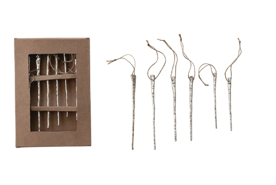 Mercury Glass Icicle Ornament Boxed Set