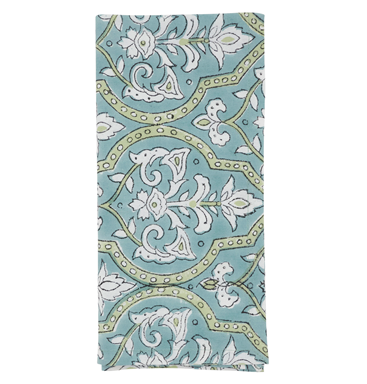 Aqua Block Print Napkins