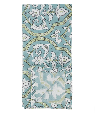Aqua Block Print Napkins