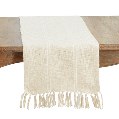 Ivory Stitched Line Runner