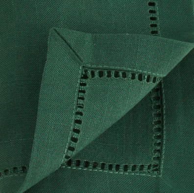 Jasper Green Runner With Hemstitched Border