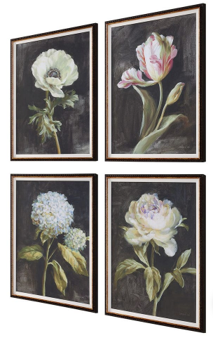 Floral on Black Framed Print