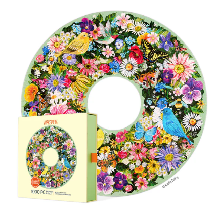 Spring Floral Wreath Round Puzzle