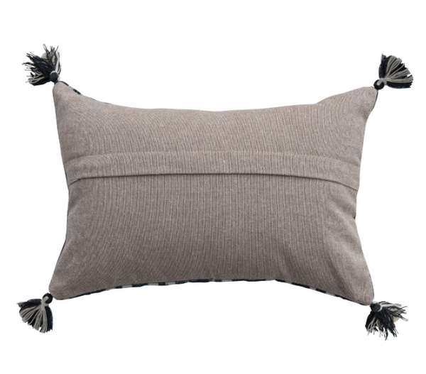 Navy Velvet Ikat Lumbar Pillow