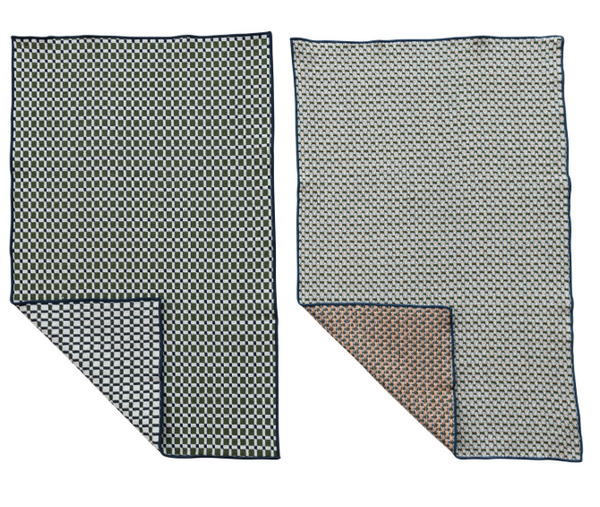 Navy & Green Checked Tea Towels