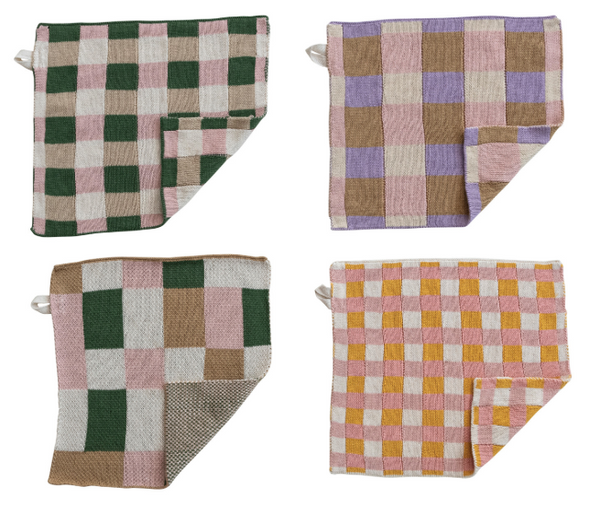 Checkered Knit Dishcloths