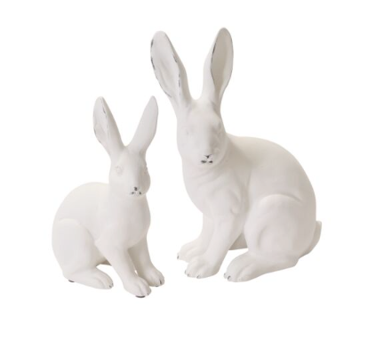 White Garden Rabbit Figurine