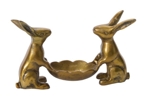 Antique Gold Best Bunnies Dish Stand