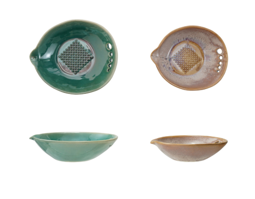 Stoneware Garlic/Ginger Graters w/ Herb Strippers