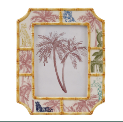 Stoneware Photo Frame with Bamboo Style Edge