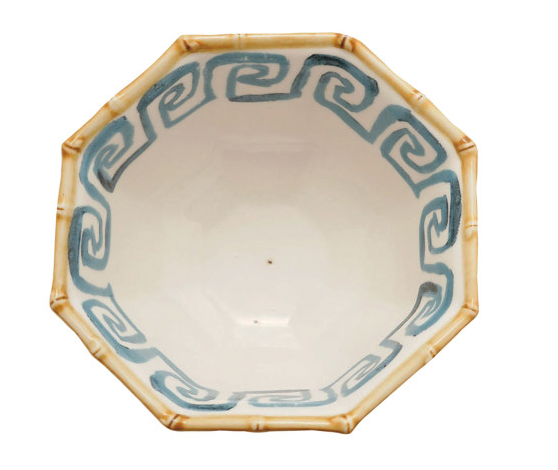 Octagon Shaped Bowl w Bamboo Rim