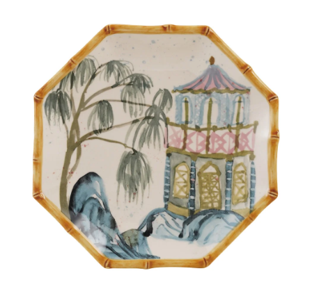 Octagon Shaped Plate with House Design