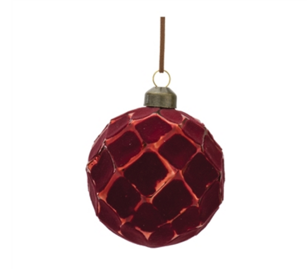 Red Flocked Textured Ball Ornaments