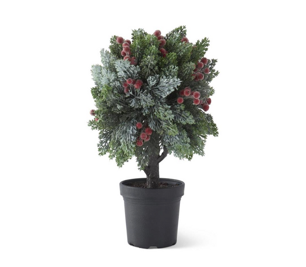 Icy Red Berry & Pine Ball Topiary