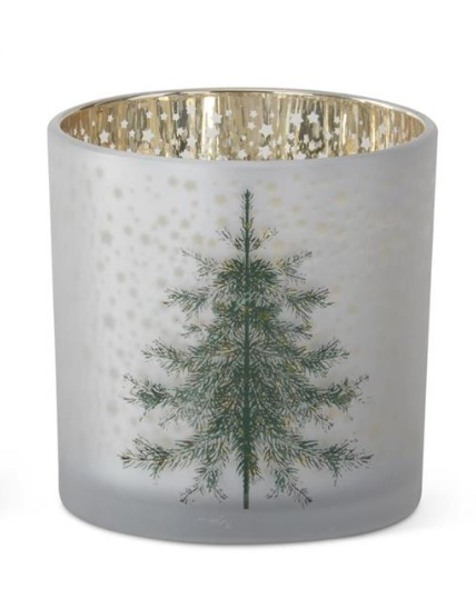 Frosted Glass Christmas Tree Hurricanes