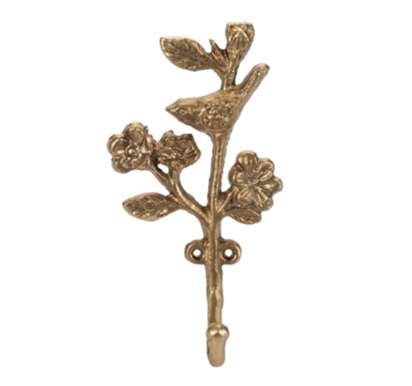 Gold Floral & Bird Wall Hooks