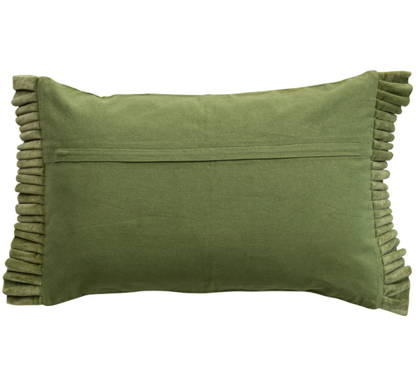 Green Velvet Ruffle Pillow