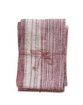 Red & Natural Mixed Tea Towels - Set of 3