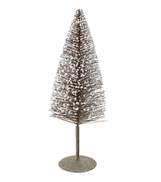 Soft Gold Glittered Bottle Brush Trees