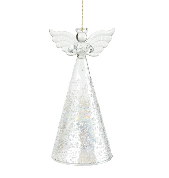 Iced Glass Angel Ornament