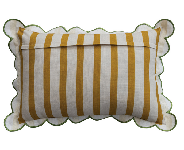 Yellow Stripe Scalloped Pillow
