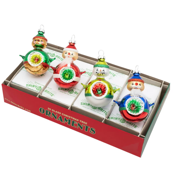 Shiny Brite - Holiday Splendor 4 Count 3.25" Reflector Figures