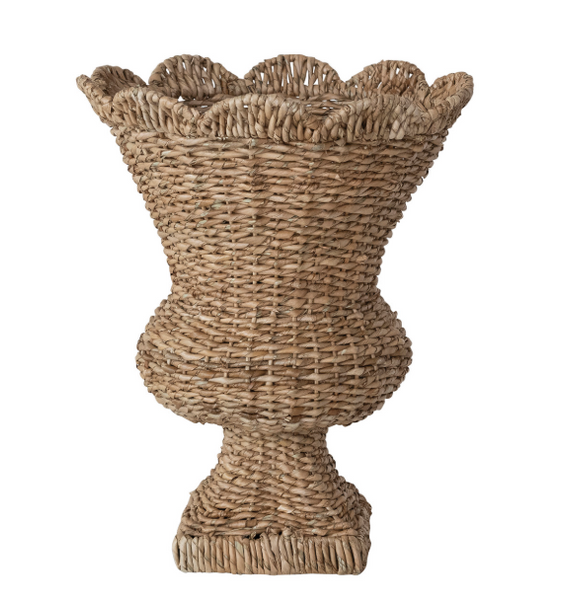 Hand-Woven Rattan Scalloped Urn
