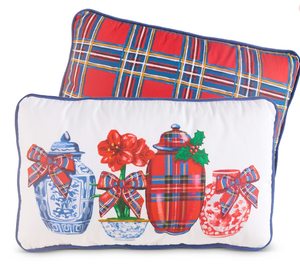 Dressed in Plaid Chinoiserie Pillow