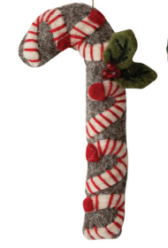 Wool Felt Candy Cane Ornaments