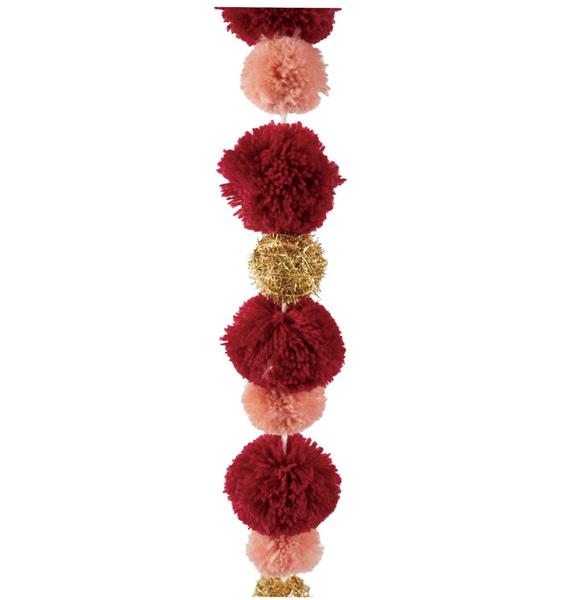Burgundy & Pink Pom Pom Garland