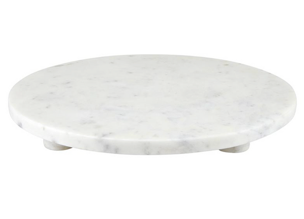 White Marble Round Footed Tray