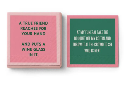 Drinks on Me Napkins by Sophistiplate