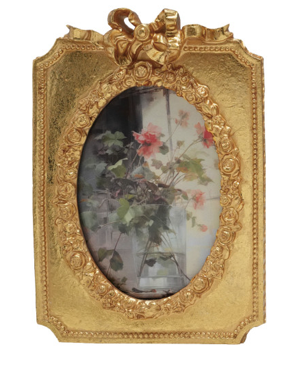 Gold Resin Photo Frame w/Bow