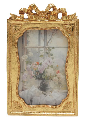 Gold Resin Photo Frame w/Bow