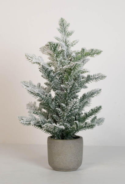 Flocked Pine Tree in Ceramic Pot
