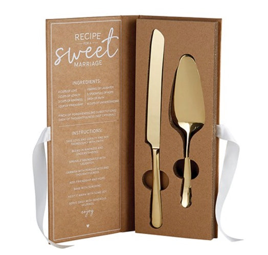 Shiny Gold Cake Server Set