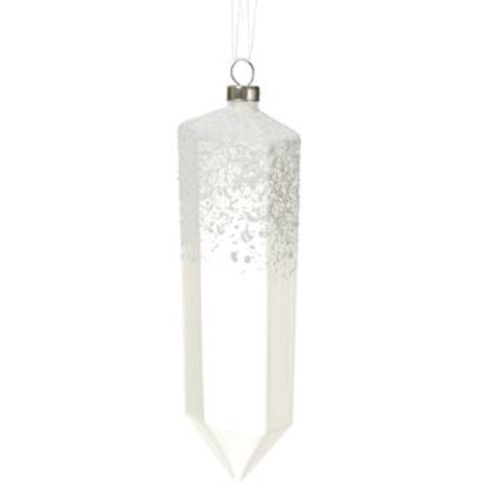 Snowed Crystal Shaped Glass Ornaments