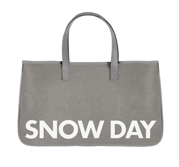 Snow Day Gray Canvas Tote